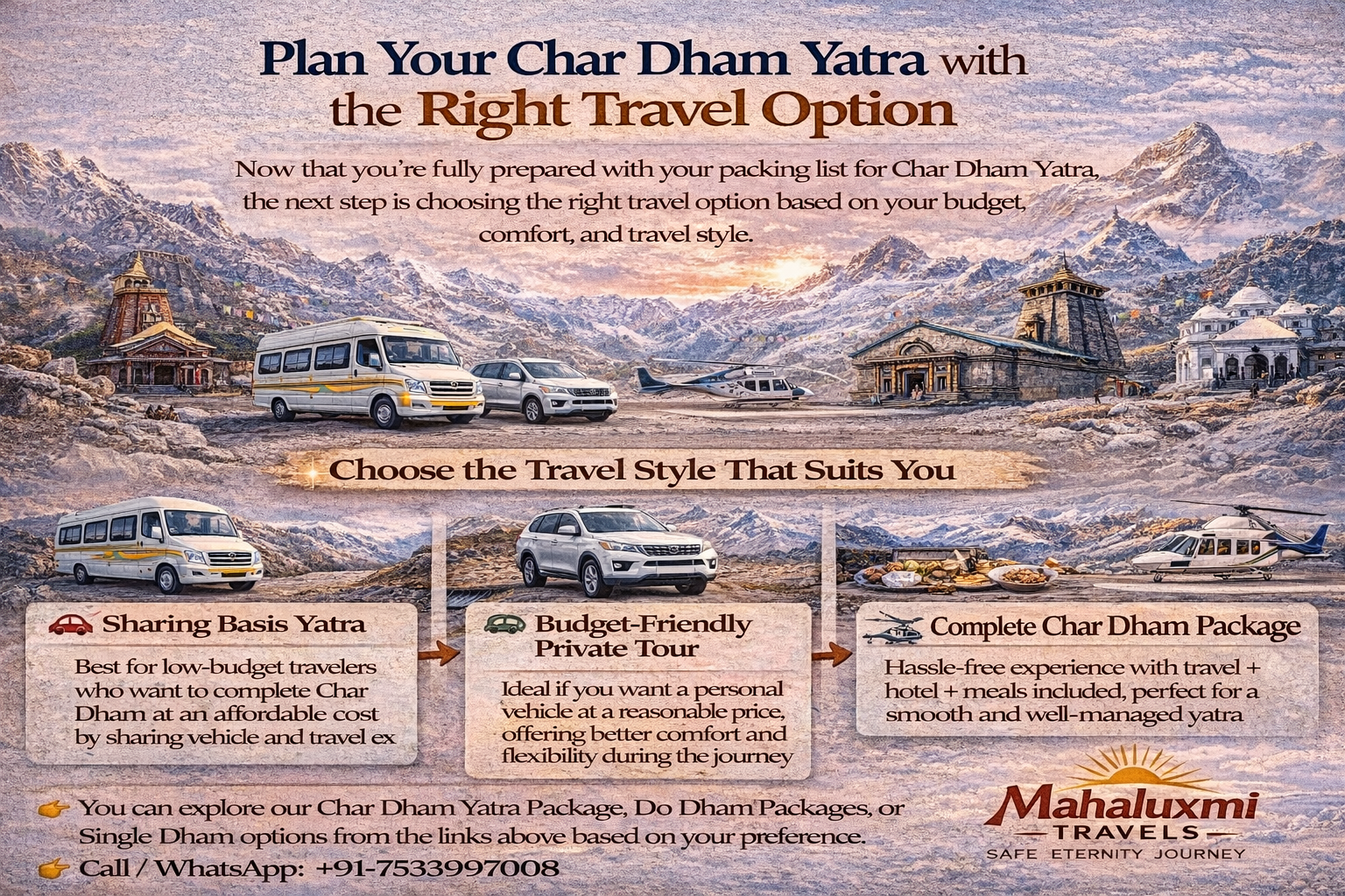 char dham yatra package travel options sharing private complete package mahaluxmi travels