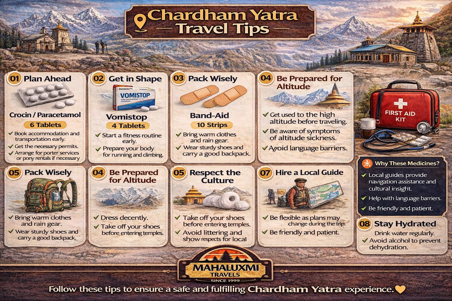 chardham yatra travel tips infographic packing safety altitude health guide mahaluxmi travels