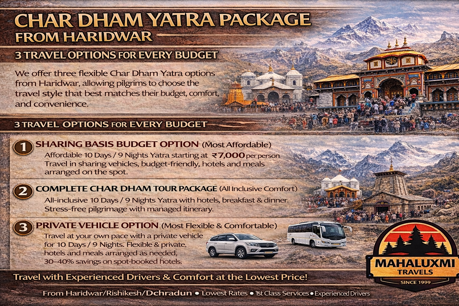 char dham yatra package from haridwar 3 options budget sharing private vehicle price guide