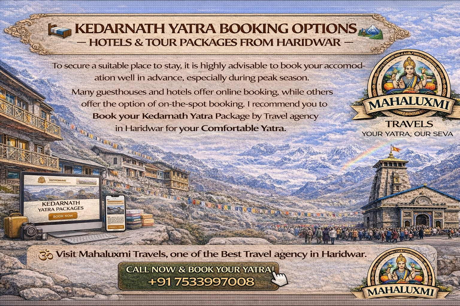 kedarnath yatra booking options hotel package haridwar travel agency mahaluxmi travels