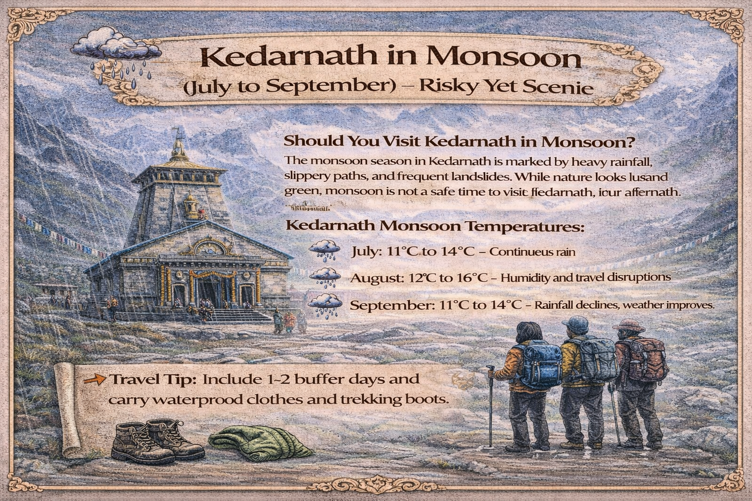 kedarnath in monsoon weather guide july august september travel tips landslide risk