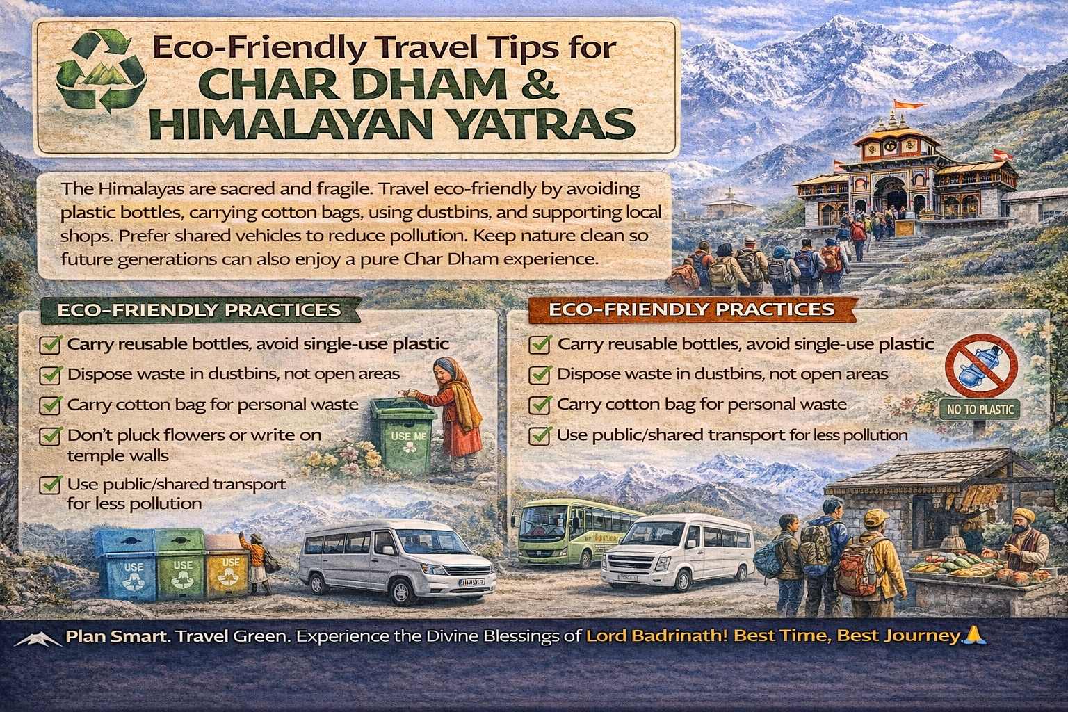 eco friendly travel tips char dham yatra badrinath kedarnath himalayan sustainable tourism guide