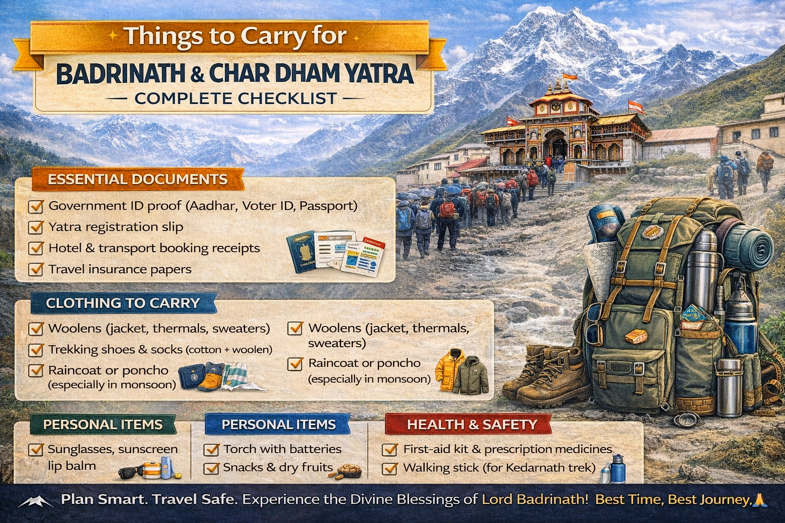 things to carry for badrinath and char dham yatra checklist documents clothing health safety items